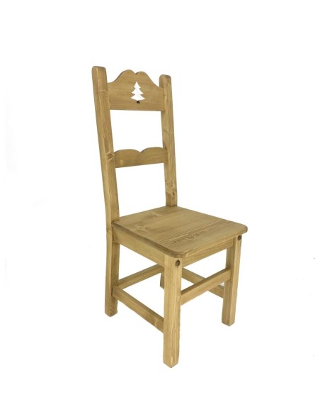 Chaise en pin massif huilé dossier haut avec sapin
