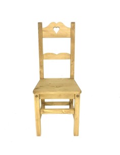 Chaise en pin massif huilé dossier haut avec coeur