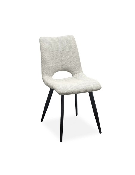 Chaise Coralie tissu beige pieds noir