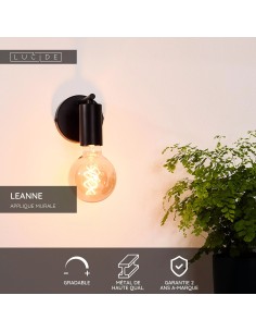 LEANNE - Applique murale - 1xE27 - Noir 2