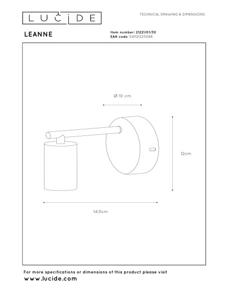 LEANNE - Applique murale - 1xE27 - Noir