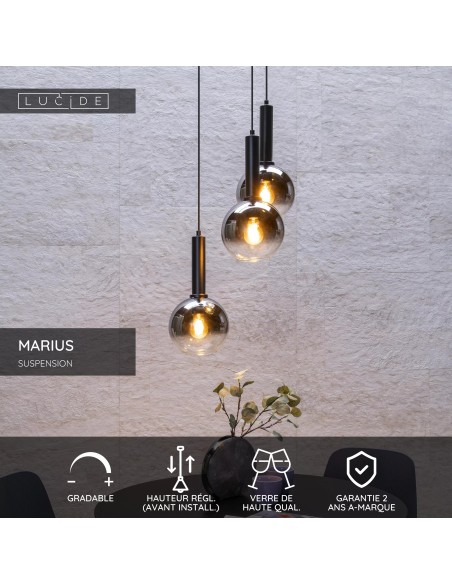 MARIUS - Suspension - Ø 48,5 cm - 3xE27 - Noir