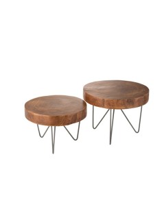 Set De 2 Tables Paulownia Brun