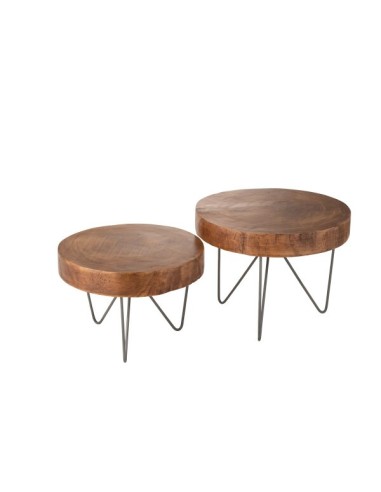 Set De 2 Tables Paulownia Brun