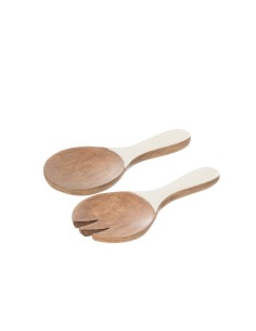 Couverts a salade kos bois brun/blanc