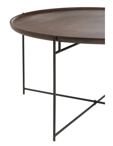 Table Rond Fer/Bois De Manguier Brun/Noir