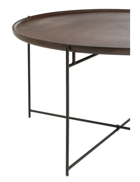 Table Rond Fer/Bois De Manguier Brun/Noir