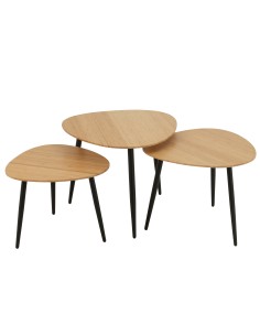 Set 3 Table Gigogne Palette Bambou/Metal Naturel/Noir