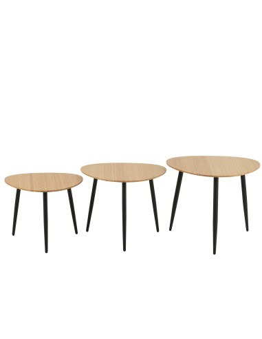 Set 3 Table Gigogne Palette Bambou/Metal Naturel/Noir