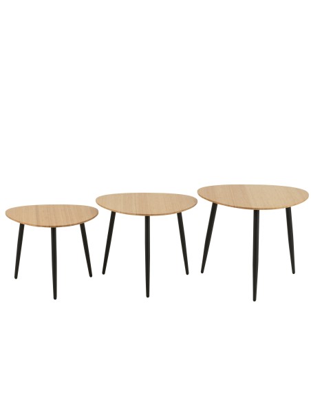 Set 3 Table Gigogne Palette Bambou/Metal Naturel/Noir