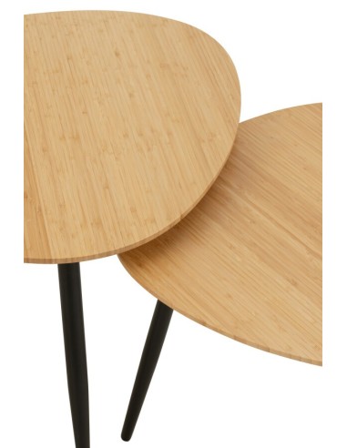 Set 3 Table Gigogne Palette Bambou/Metal Naturel/Noir