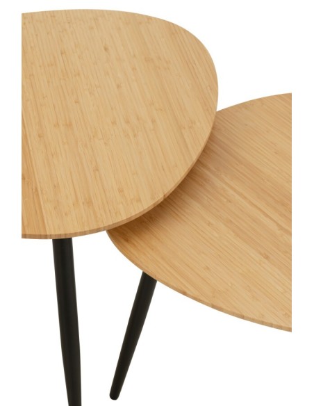 Set 3 Table Gigogne Palette Bambou/Metal Naturel/Noir