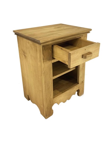 Chevet 1 tiroir 1 niche en pin massif huilé