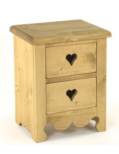 Chevet 2 tiroirs en pin massif huilé