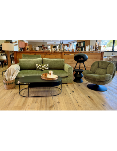 Fauteuil pivotant velours côtelé vert