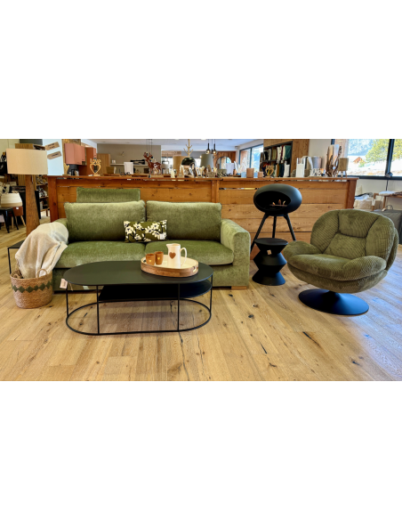 Fauteuil pivotant velours côtelé vert