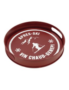 Plateau en médium et métal rouge ski montagne