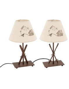 Lampes en métal avec pied décor skis, 2 motifs assortis.