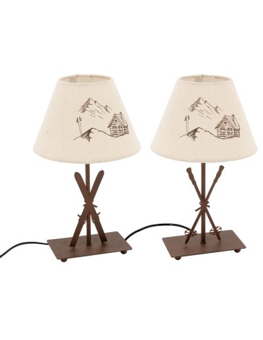 Lampes en métal avec pied décor skis, 2 motifs assortis.