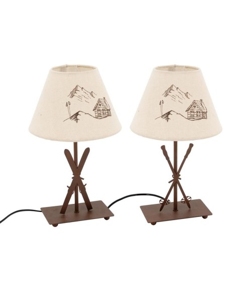 Lampes en métal avec pied décor skis, 2 motifs assortis.