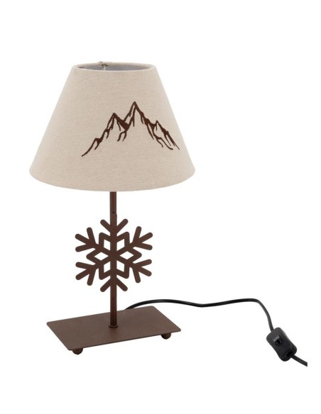 Lampe en métal avec pied décor flocon Abat-jour décor montagne