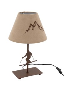 Lampe en métal marron avec pied décor skieur Abat-jour décor montagne