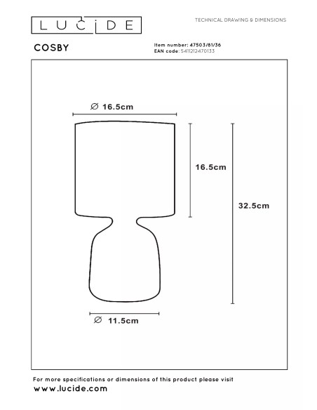 COSBY - Lampe de table - Ø 16,5 cm - 1xE14 - Gris home