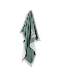 Plaid vert amande tête de cerf en fourrure 2