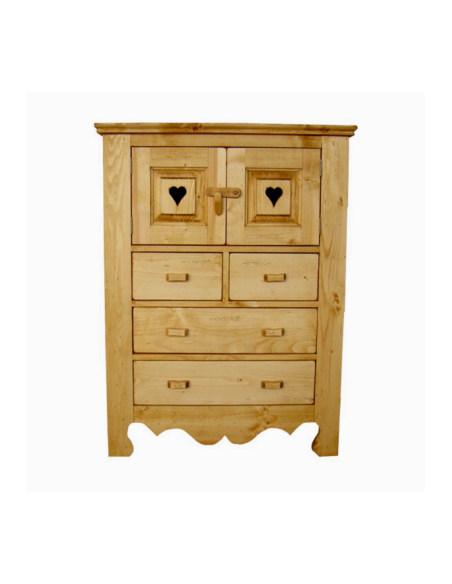 Commode en pin massif huilé avec 2 portes et 3 tiroirs