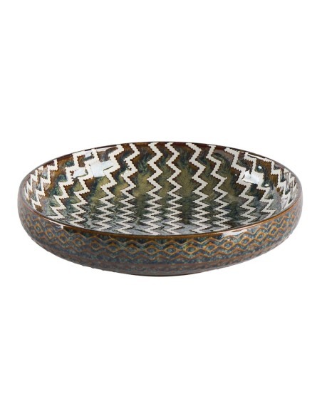 Assiette creuse EBBA porcelaine zébrures 20.5x4.5