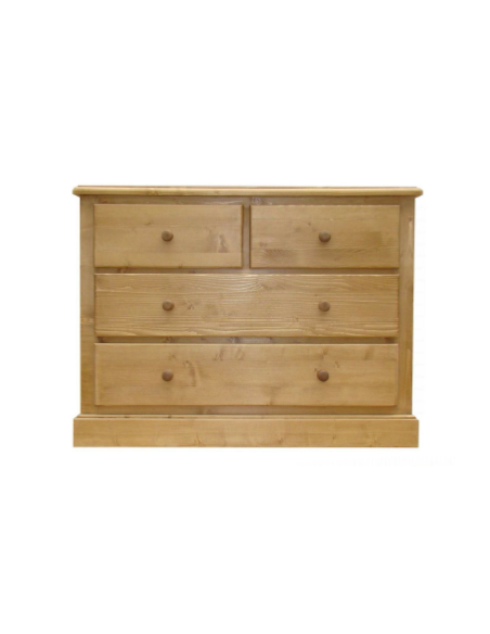Commode 4 tiroirs en pin massif 120 cm
