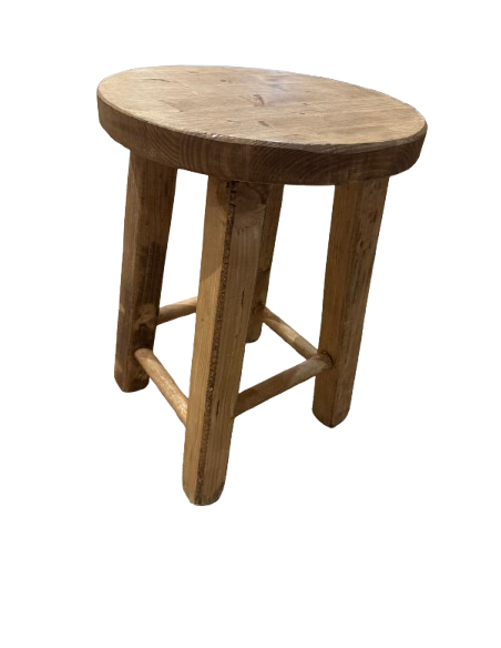 Tabouret rond bois ciré