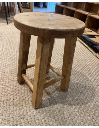 Tabouret rond bois ciré