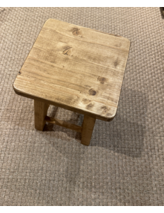 Tabouret carré bois ciré 2