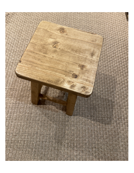 Tabouret carré bois ciré