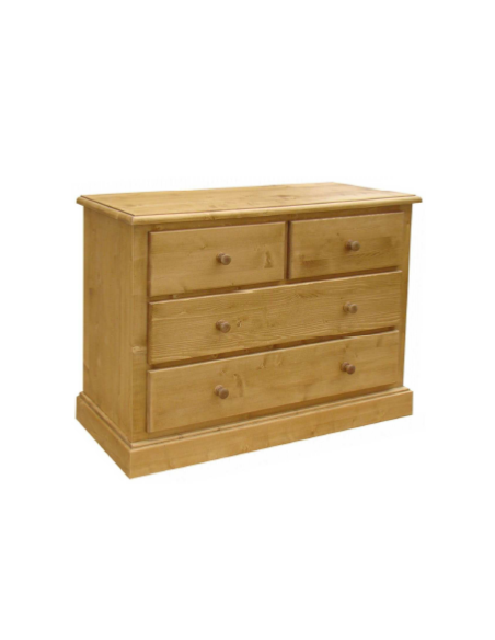 Commode 4 tiroirs en pin massif 120 cm