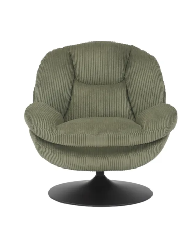 Fauteuil pivotant velours côtelé vert