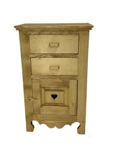 Confiturier en pin massif huilé de petite profondeur, 2 tiroirs et 1 p