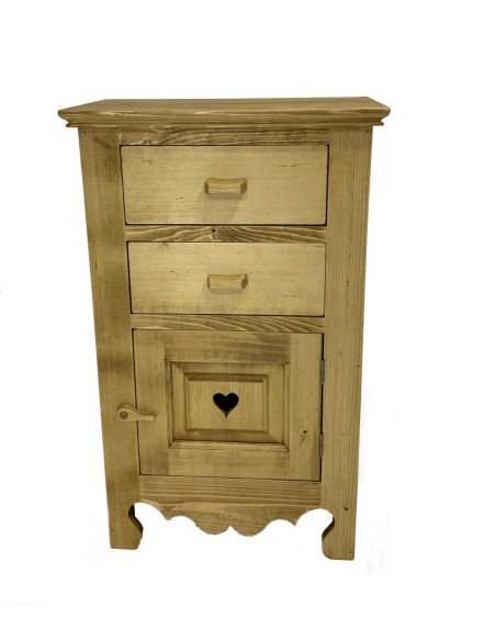 Confiturier en pin massif huilé de petite profondeur, 2 tiroirs et 1 p