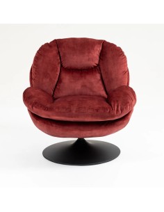 Fauteuil pivotant velours côtelé bordeaux