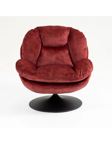 Fauteuil pivotant velours côtelé bordeaux