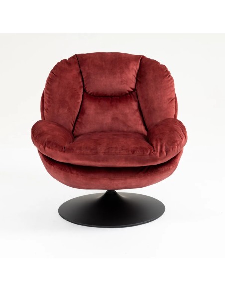 Fauteuil pivotant velours côtelé bordeaux
