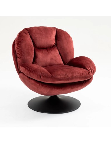 Fauteuil pivotant velours côtelé bordeaux