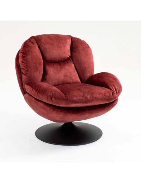 Fauteuil pivotant velours côtelé bordeaux