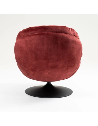 Fauteuil pivotant velours côtelé bordeaux