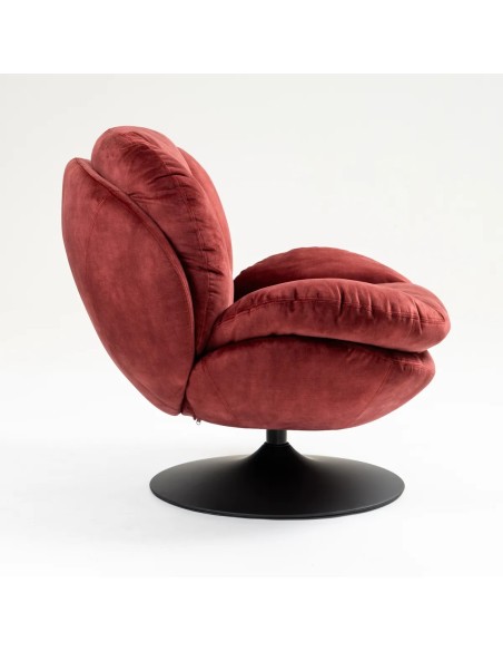 Fauteuil pivotant velours côtelé bordeaux
