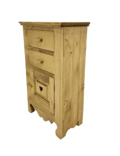 Confiturier en pin massif huilé de petite profondeur, 2 tiroirs et 1 p 2