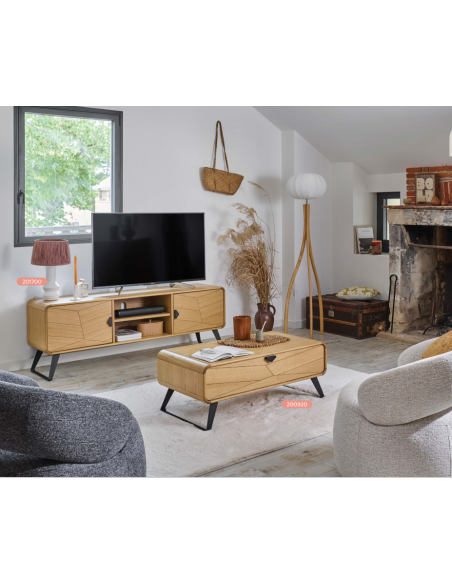 table basse salon Girardeau bois métal