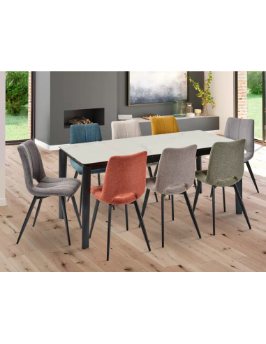 table céramique blanc marbré bous avec allonge