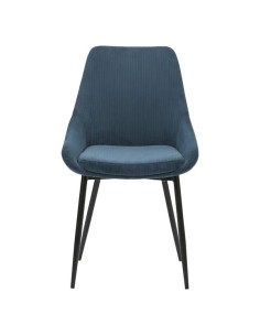 Chaise en velours côtelé bleu figuerolles pieds noirs